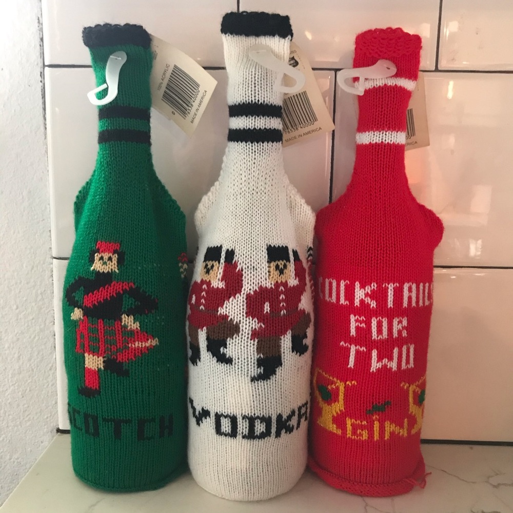 Vintage holiday bottle covers barware hostess gift